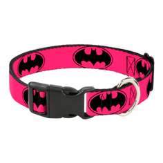 Ошейник Batman / Бэтмен Розовый. С пластиковой застёжкой (23-38 см) Buckle Down