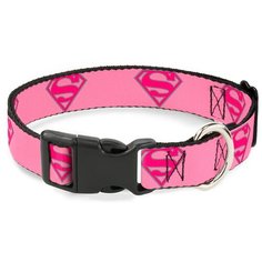 Ошейник Superman / Супермен Розовый. С пластиковой застёжкой (23-38 см) Buckle Down
