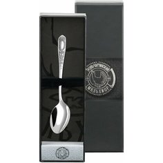 Ложка кофейная №1 посеребренная с чернью + футляр Кольчугинский мельхиор