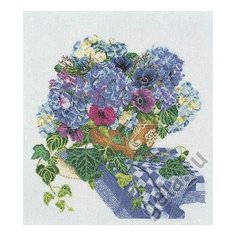 Набор для вышивания Гортензия-Анемоны, канва лён 32 ct 37 х 42 см THEA GOUVERNEUR 3025