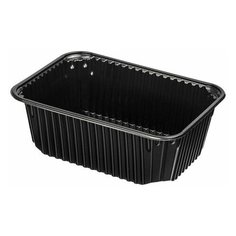 Одноразовый контейнер 1000 мл, комплект 100 шт., без крышки, 186х132 мм, черные, ПП, юпласт, ЮУПМ3636