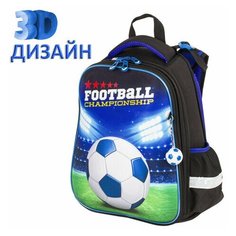 Ранец BRAUBERG PREMIUM, 2 отделения, с брелком, "Football champion", 3D панель, 38х29х16 см, 229911
