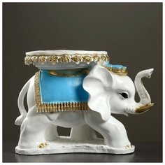 Хорошие сувениры Фигура - подставка "Слон Звезда" бело-золотой с голубым, 44×28×32см 290436
