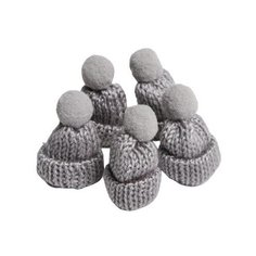 Шапка для игрушек вязанная с помпоном, набор 5 шт, цвет серый Сима ленд