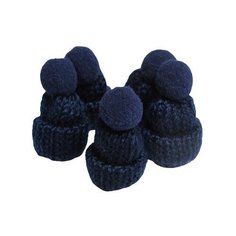Шапка для игрушек вязанная с помпоном, набор 5 шт, цвет синий Сима ленд
