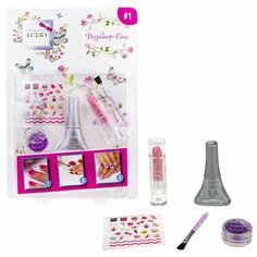 Lukky "Дизайнер-Сет" #1 д.диз ногтей с лаком 041 5,5 мл. , стик для ногтей, кисточкой ,роз пом с блест 2 г, сухими фиол бл в бан 1 г, блистер