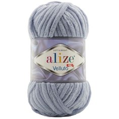 Пряжа для вязания Ализе Velluto (100% микрополиэстер) 5х100г/68м цв.087 угольно-серый ALIZE VELLUTO.087