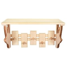 Полка с вешалкой 5 крючков резная 57x32см липа Банные штучки (32472)