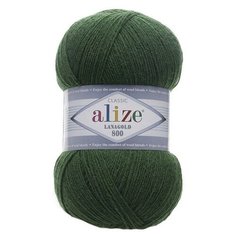 Пряжа Alize Lanagold 800 118 зеленая трава (Ланаголд 800) 49% шерсть, 51% акрил 100г 800м 5шт