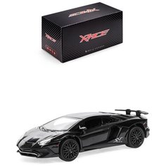 Детская инерционная металлическая машинка, Serinity Toys, с открывающимися дверями, модель Lamborghini Aventador SV, со светом и звуком, черный