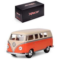 Детская инерционная металлическая машинка Serinity Toys с открывающимися дверями, модель Автобус Volkswagen Classical Bus, оранжевый