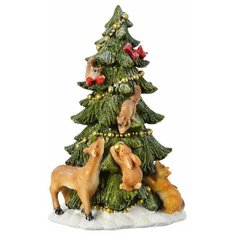 Новогодняя статуэтка зверушки наряжают ёлку, полистоун, 15x17x25 см, Kaemingk 530164