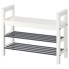 HEMNES хемнэс Скамья с полкой для обуви, белый85x32x65 см Ikea