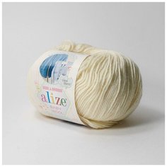 Пряжа Alize Baby Wool (Беби Вул) 01 кремовый 40% шерсть, 20% бамбук, 40% акрил 50г 175м 5шт