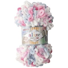 Пряжа Alize Puffy Fine Color (Пуффи Файн Колор) 5945 100% микрополиэстер 100г 14м 5шт