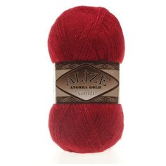 Пряжа Alize Angora Gold Simli (Ангора Голд Сим) 106 красный 20% шерсть, 5% металлик, 75% акрил 100г 500м 5шт