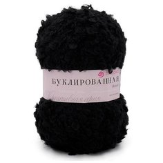 Пряжа Пехорка Буклированная 02 черный 30% мохер, 20% шерсть, 50% акрил 200г 220м 1шт