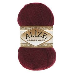 Пряжа Alize Angora Gold (Ангора Голд) 57 бордовый 20% шерсть, 80% акрил 100г 550м 5шт