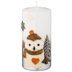 Свеча декоративная Adpal Сова удачи, высокий столбик, диаметр 7 см, высота 15 см (348-811)