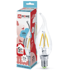 Светодиодная лампа In Home led-свеча на ветру-deco 5Вт 230В Е14 4000К 450Лм прозрачная 4690612007632