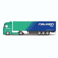 Bburago Коллекционная машинка Тягач StreetFire Mercedes Actros с прицепом, 1:43, сине-зеленый