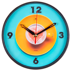 Часы настенные Чашечка кофе, диаметр 19,5 см, черный корпус Рубин