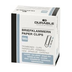 Скрепки DURABLE (Германия) 26 мм, оцинкованные, 100 шт., в картонной коробке, 1206-25