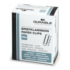 Скрепки DURABLE (Германия), 26 мм, омедненные, 100 шт., в картонной коробке, 1204-24