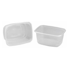 Одноразовые контейнеры прямоугольные 250 мл, комплект 100 шт., без крышки, 108х82х50 мм, ПП, прозрачные, крышка 605081 Стиролпласт