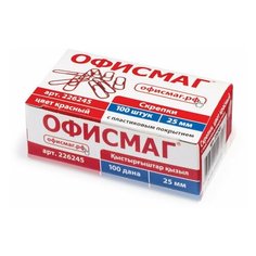 Скрепки офисмаг, 25 мм, красные, 100 шт., в картонной коробке, 226245