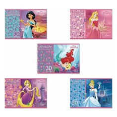 Альбом для рисования А4 30 л., скоба, обложка картон, HATBER, 205х290 мм, "Принцессы" (DISNEY), 30А4В