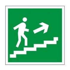 Знак эвакуационный "Направление к эвакуационному выходу по лестнице направо вверх", квадрат 200х200 мм, самоклейка, 610020/Е 15 Foliant
