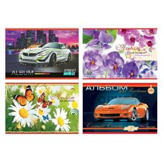 Альбом для рисования, А4, 40 листов, скоба, обложка офсет, апплика, 202х285 мм, "Автомобили/Цветы", С1184