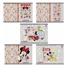 Альбом для рисования, А4, 20 листов, скоба, обложка картон, HATBER, 205х290 мм, "Микки Маус-DISNEY" (5 видов), 20А4В