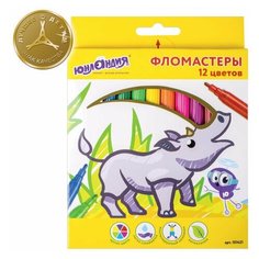 Фломастеры юнландия 12 цветов, "экзотика", вентилируемый колпачок, картон, 151421