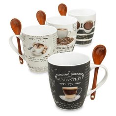 Набор из 4 кружек 300мл с ложками RX-02 113-451826 Gresham