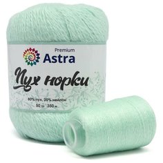Пряжа Astra Premium Пух норки (Mink yarn) 041 светлая мята 80% пух, 20% нейлон 50г 350м с добавочной нитью