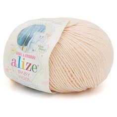 Пряжа Alize Baby Wool (Беби Вул) 491 миндаль 40% шерсть, 20% бамбук, 40% акрил 50г 175м 5шт