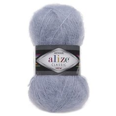 Пряжа Alize Mohair Classic New (Мохер Классик Нью) 51 светло-голубой 25% мохер, 24% шерсть, 51% акрил 100г 200м 5шт