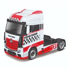 Bburago Коллекционная машинка Тягач StreetFire Haulers Custom Cabs Mercedes Actros, 1:43, белая