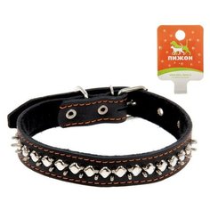 Пижон Ошейник кожаный на синтепоне "Ёж", 64 х 3 см, ОШ 40-55 см, микс цветов
