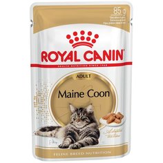 Royal Canin Мейн-кун, влажный корм для взрослых кошек для здоровья кожи и блеска шерсти (кусочки в соусе) 85гх24 штуки