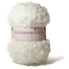 Пряжа Пехорка Буклированная 01 белый 30% мохер, 20% шерсть, 50% акрил 200г 220м 1шт