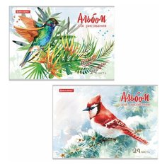 Альбом для рисования А4 24 л., скоба, обложка картон, BRAUBERG, 202х285 мм, "Райские птички" (2 вида), 105609