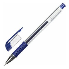 Ручка гелевая с грипом STAFF Basic Needle, синяя, игольчатый узел 0,5 мм, линия письма 0,35 мм, 143678