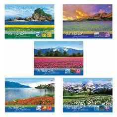 Альбом для рисования, А4, 32 листа, скоба, обложка картон, HATBER VK, 205х290 мм, "Мир в цветах", 32А4С, A212561