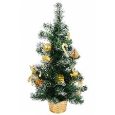 Украшенная новогодняя елочка в корзине, золотая, 61 см, SNOWMEN Е60294-золотой