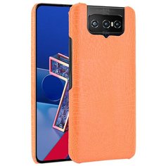 Чехол-накладка Mypads на Asus ZenFone 7 ZS670KS (2020) элегантный тонкий на пластиковой основе с дизайном под кожу крокодила оранжевый