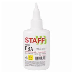 Клей ПВА с дозатором, 65 г, STAFF "Basic", 227376