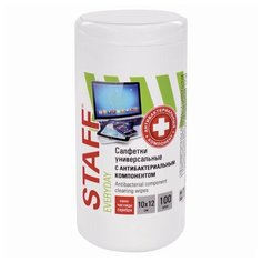 Салфетки антибактериальные универсальные, STAFF "EVERYDAY", 10x12 см, 100 шт., 513478